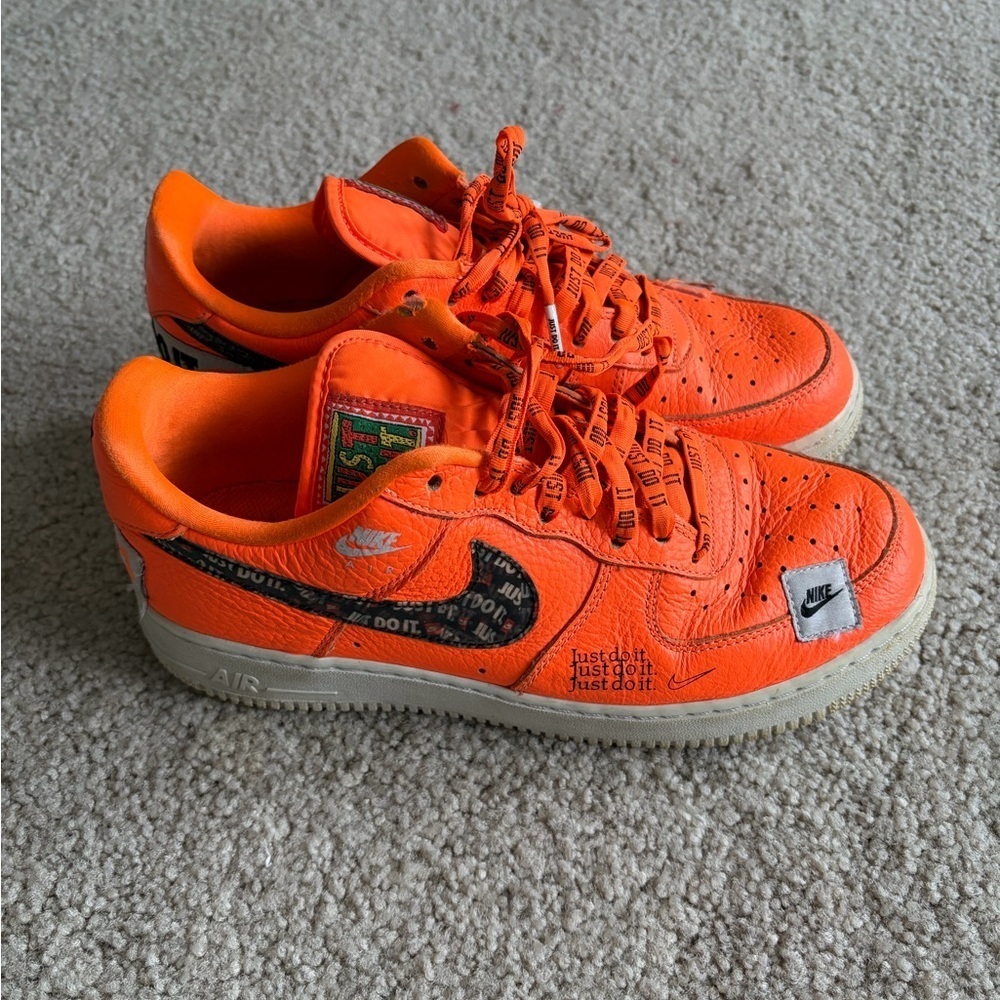 Nike Air Force 1 Low Just Do It (AR7719-800 ) Neon Orange Black sneakers Size 8
